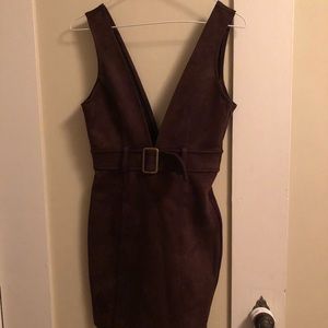 Forever 21 Dark Brown Suede Buckle Dress